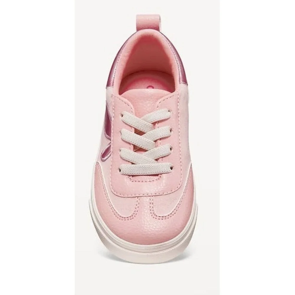 Old Navy Girl's Toddler Elastic Lace Chunky Sneakers - Pink Butterfly - Size 7